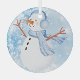 Ornamento redondo de cerámica de Snowman