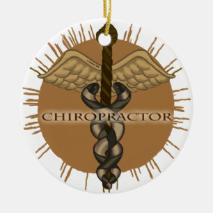 Ornamento redondo de Chiropractor Caduceus