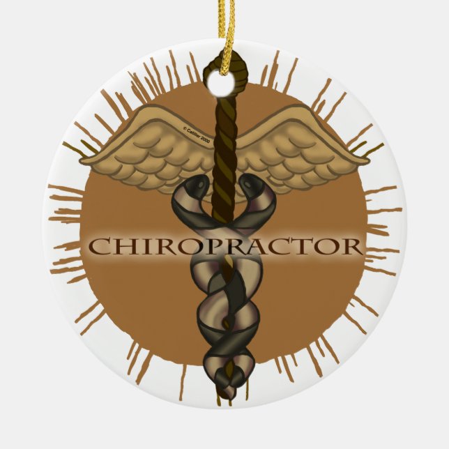 Ornamento redondo de Chiropractor Caduceus (Frente)