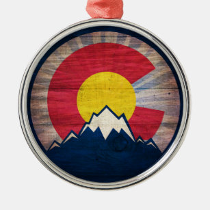 Ornamento redondo de Colorado C de madera rústica
