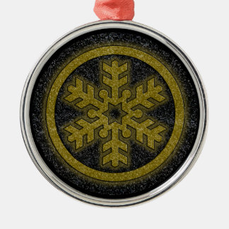 Ornamento redondo de copos de nieve purpurina de o