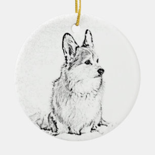 Ornamento redondo de Corgi