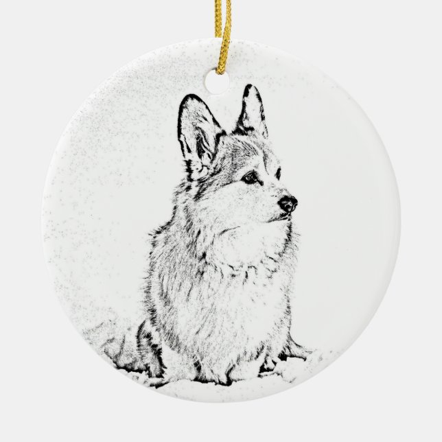 Ornamento redondo de Corgi (Frente)