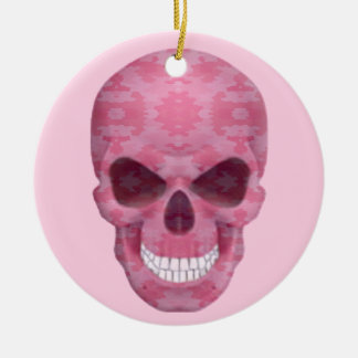 Ornamento redondo de cráneo de camuflaje rosa