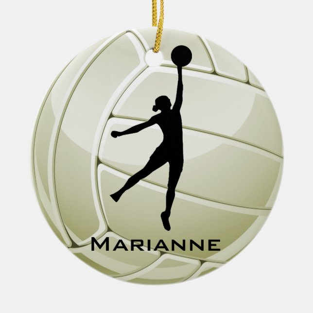 Ornamento redondo de diseño de voleibol (Frente)
