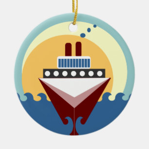 Ornamento redondo de doble cara de crucero Sunrise