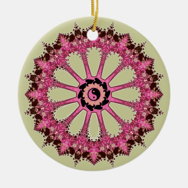 Ornamento redondo de encaje de YinYang Feng Shui (Frente)