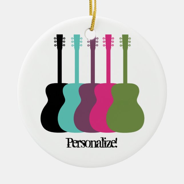 Ornamento redondo de Guitars de colores vivos (Frente)