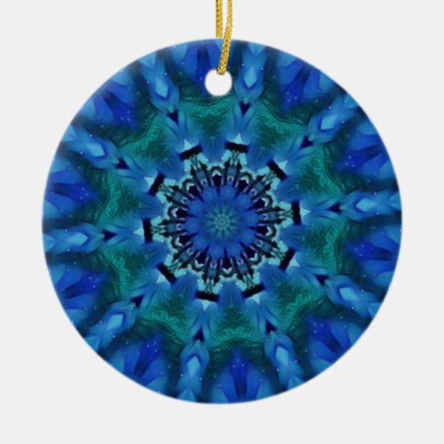 Ornamento redondo de Mandala verde azul (Frente)