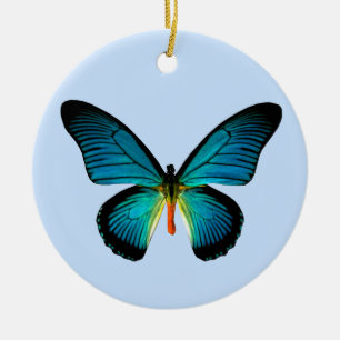 Ornamento redondo de mariposa azul