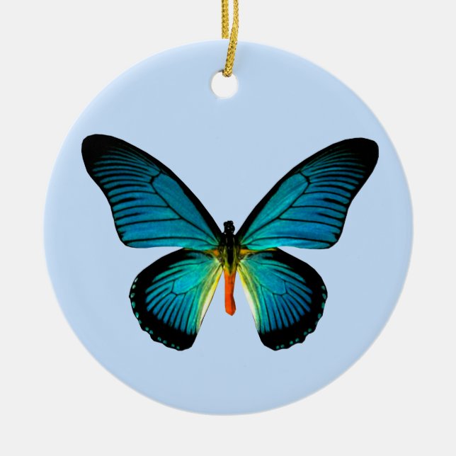 Ornamento redondo de mariposa azul (Frente)