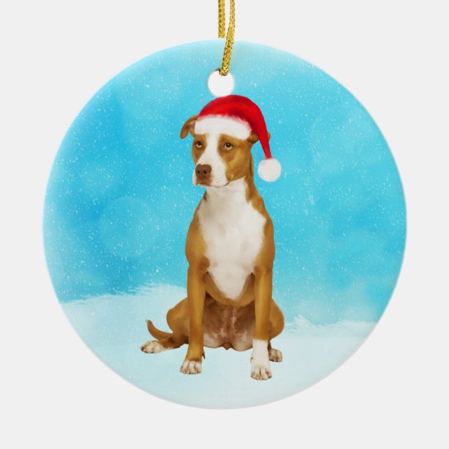 Ornamento redondo de Navidades de Pit Bull (Frente)