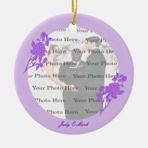 Ornamento redondo de Personalizado de flores morad