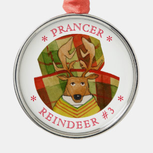 Ornamento redondo de PRANCER REINDEER Premium