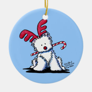 Ornamento redondo de reno kiniArt Westie