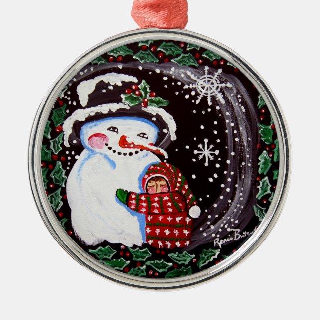 Ornamento redondo de Snowman (Frente)