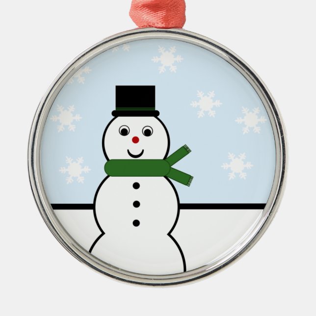 Ornamento redondo de Snowman Premium de Día de la  (Frente)