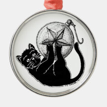 Ornamento redondo del gatito del ornamento