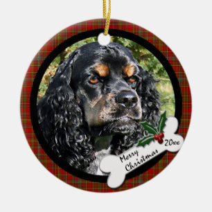 Ornamento redondo del navidad de cocker spaniel
