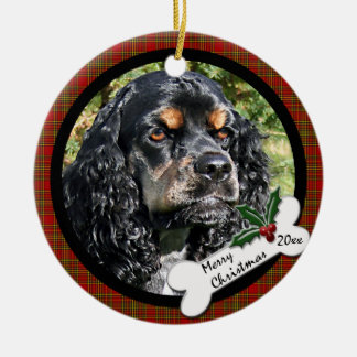 Ornamento redondo del navidad de cocker spaniel