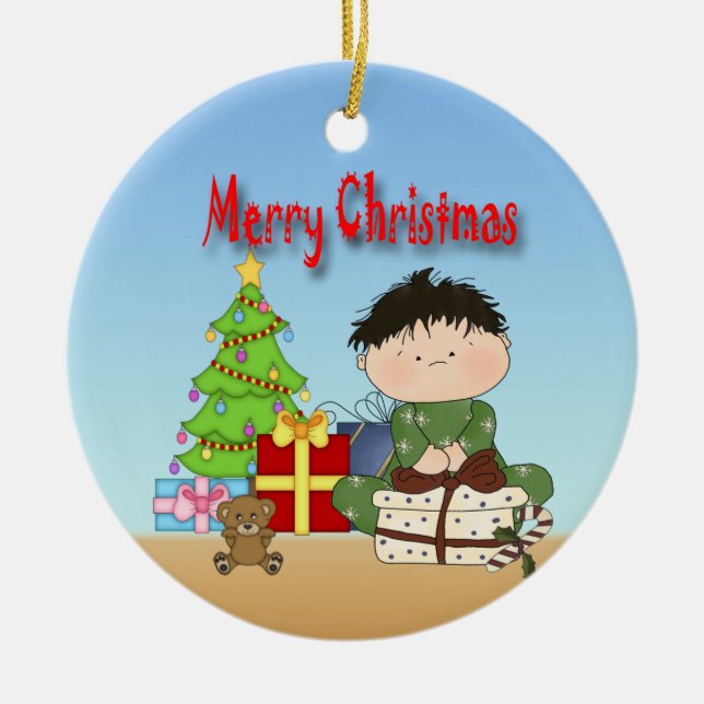 Ornamento redondo del niño pequeño del navidad (Frente)