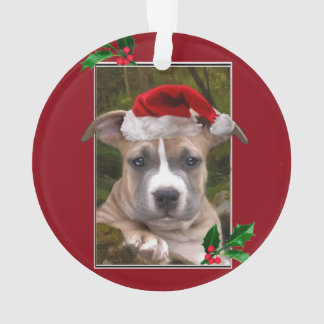 Ornamento redondo del perrito de Pitbull del