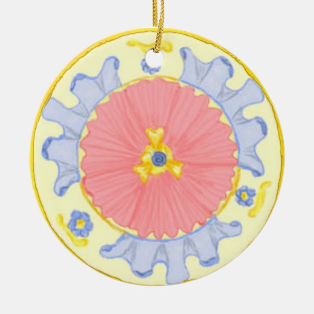 Ornamento redondo mediterráneo floral de pasión li (Frente)