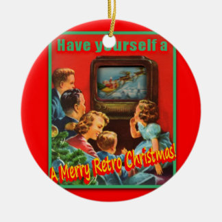 Ornamento redondo MerryRetroChrmsTV-DE CERÁMICA