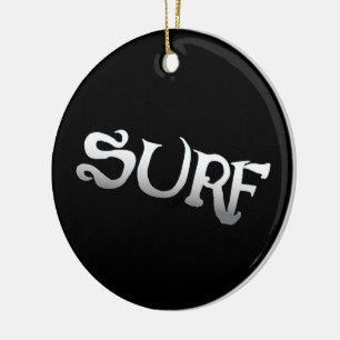 Ornamento redondo negro de surf