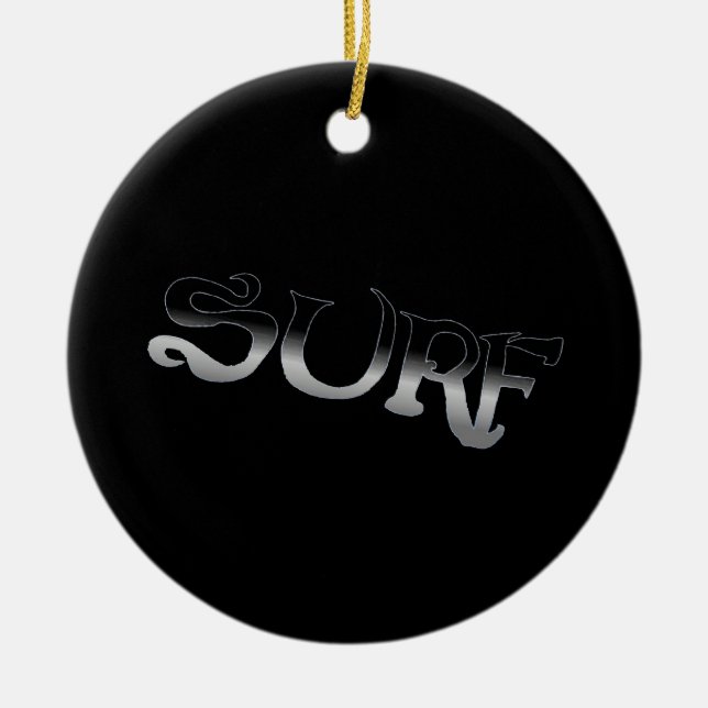 Ornamento redondo negro de surf (Frente)