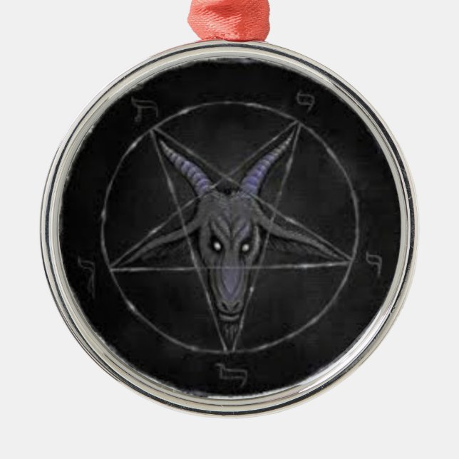 Ornamento redondo negro y gris de Baphomet (Frente)