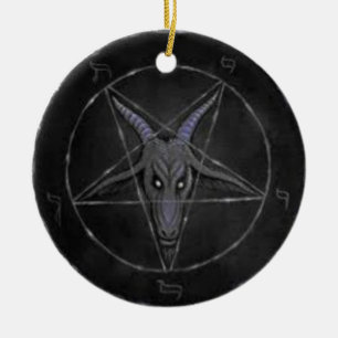Ornamento redondo negro y gris de Baphomet