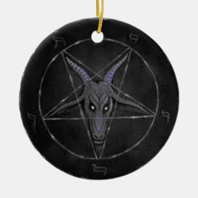 Ornamento redondo negro y gris de Baphomet (Frente)