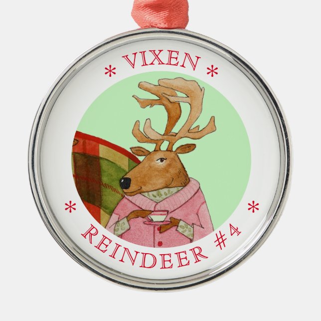 Ornamento redondo VIXEN REINDEER Premium (Frente)