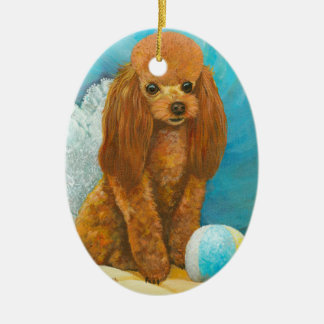 Ornamento retrato de cachorro rojo