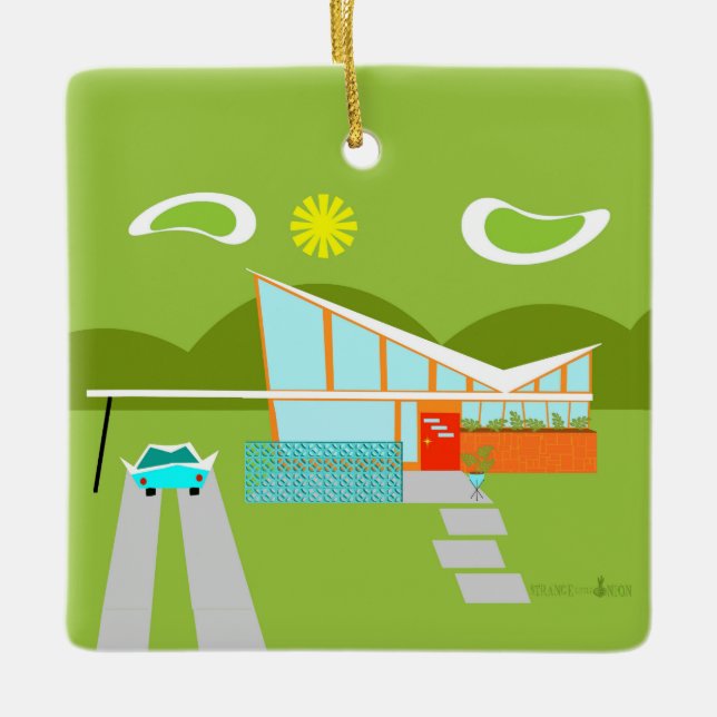 Ornamento retro del día de fiesta de la casa del (Anverso)