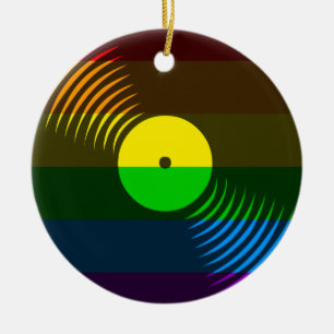 Ornamento retro del disco de vinilo del tigre 80s