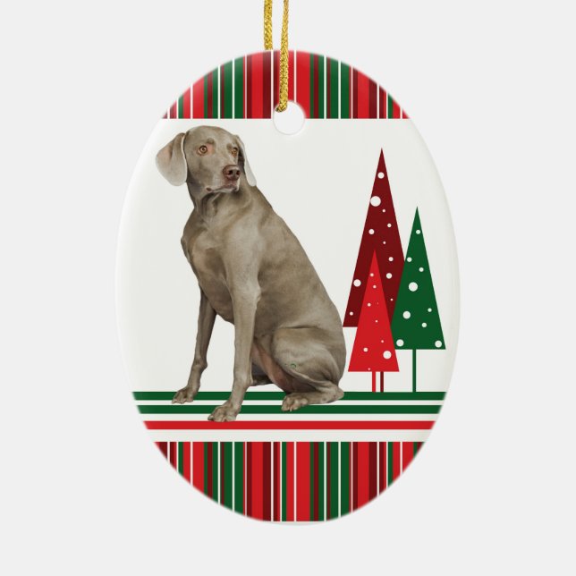 Ornamento retro del navidad de Weimaraner (Atrás)