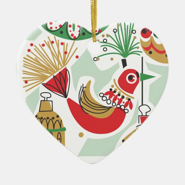 Ornamento retro del navidad del pájaro (Frente)