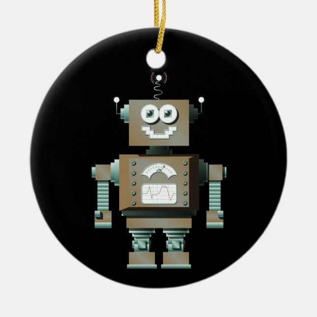 Ornamento retro del robot del juguete (DK) (Frente)