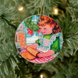 Ornamento retro vintage de chica de horneado de Na