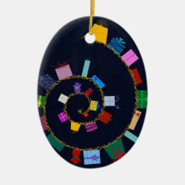 Ornamento rodante de rollo de regalo