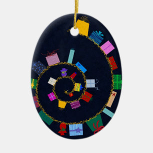 Ornamento rodante de rollo de regalo
