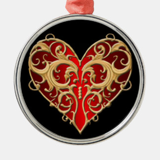 Ornamento Rodo del Corazón Rojo Filigree