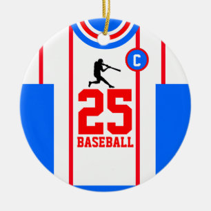 Ornamento rojo azul de Jersey de béisbol