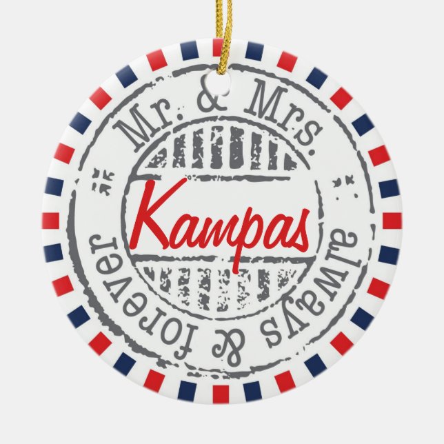 Ornamento rojo de la colección del servicio postal (Frente)