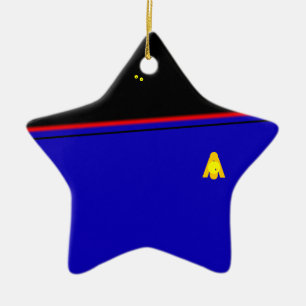Ornamento rojo de la estrella azul del salón de