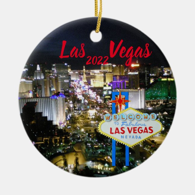 Ornamento rojo de la festividad de Las Vegas (Frente)