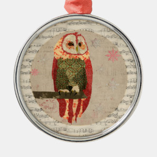 Ornamento rojo de los copos de nieve del búho del
