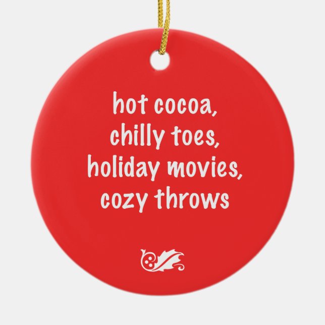 Ornamento rojo de poema de vacaciones (Frente)